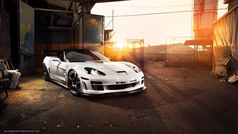 White Sports Car — Dramatic, Sunrise