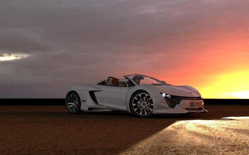 White Sports Car — Dramatic, Sunset, 3d Render, Driver