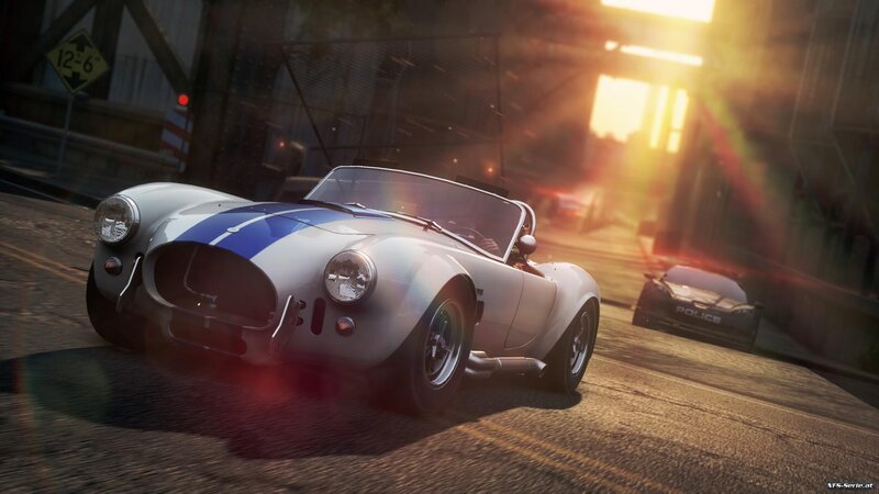 White Sports Car — Dramatic, Sunset, 3d Render, Police Car