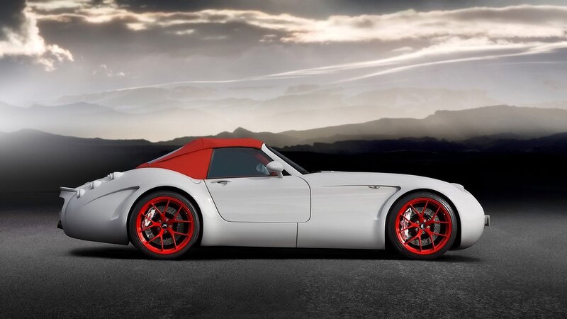 White Sports Car — Dramatic, Sunset, 3d Render, Red Wheels