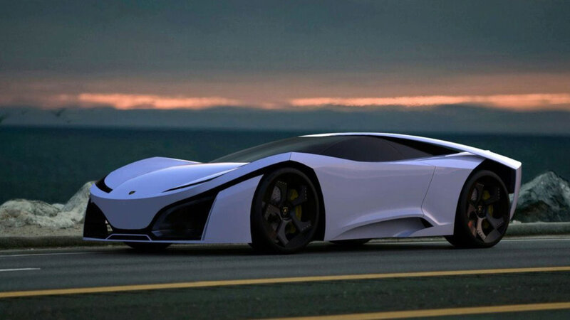 White Sports Car — Dramatic, Sunset, 3d Render, Road