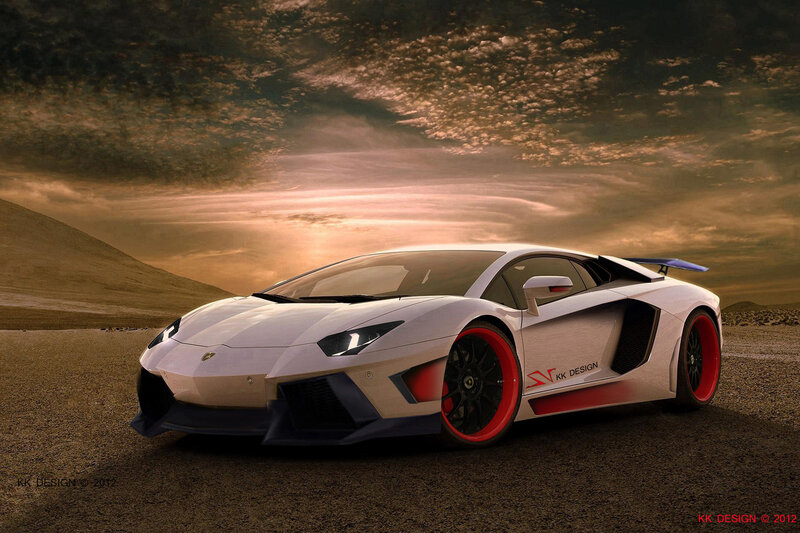 White Sports Car — Dramatic, Sunset, Digital Art, Desert
