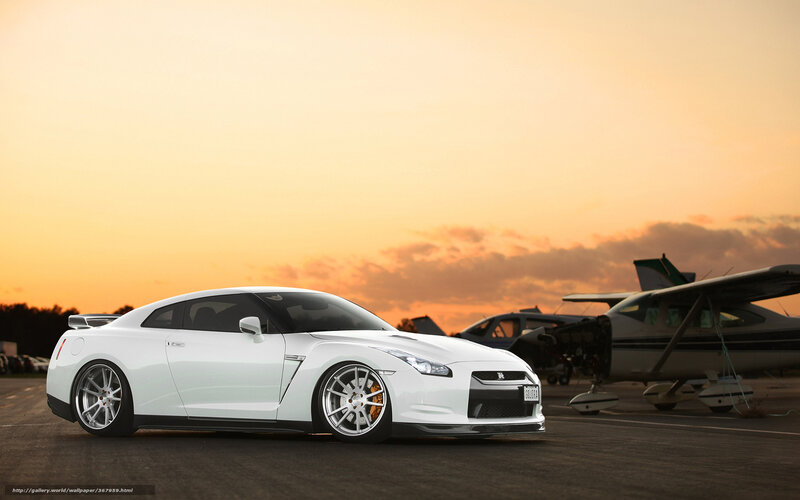 White Sports Car — Dramatic, Sunset, Photograph, Airplane