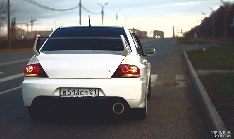 White Sports Car — Dramatic, Sunset, Photograph, Road, Taillights