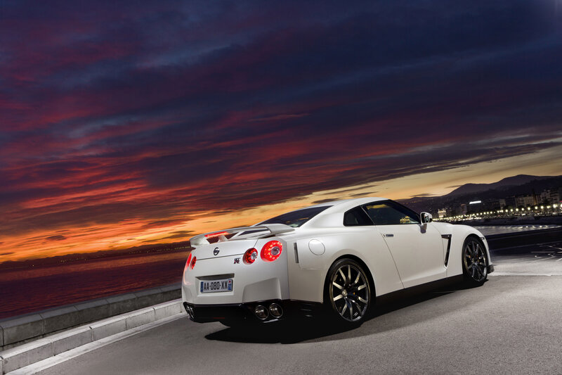 White Sports Car — Dramatic, Sunset, Photograph, Sea