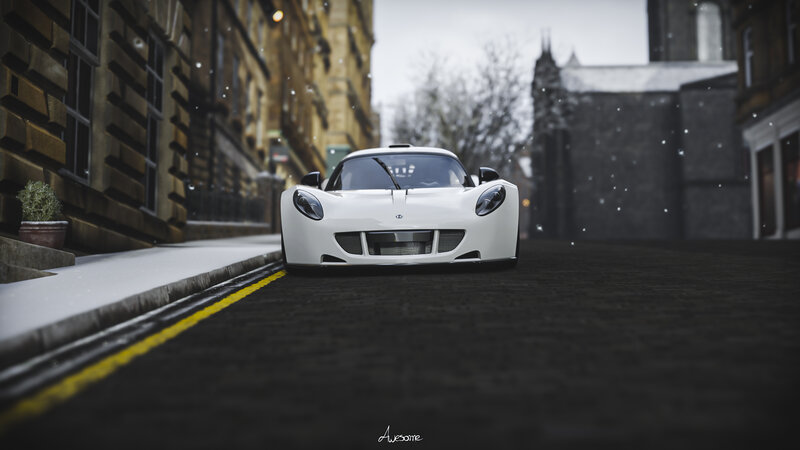 White Sports Car — Dramatic, Winter, 3d Render