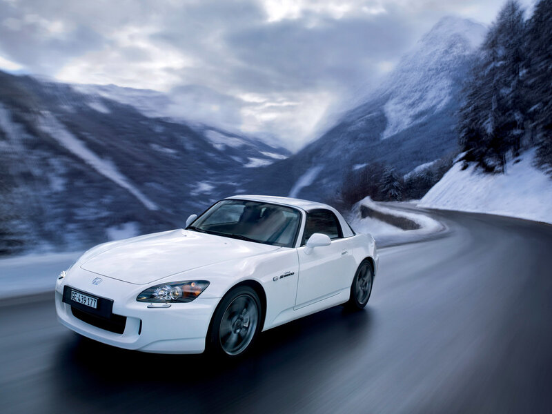 White Sports Car — Dramatic, Winter, Photograph, Mountain