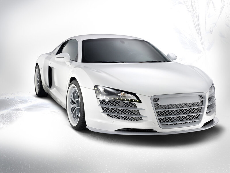 White Sports Car — Dramatic, Winter