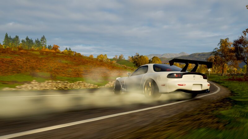 White Sports Car Drifting — Dynamic, Autumn, 3d Render
