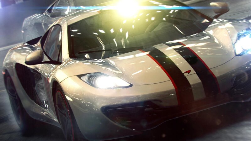 White Sports Car — Dynamic, 3d Render, Headlights