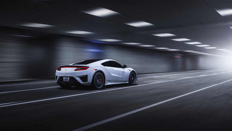 White Sports Car — Dynamic, 3d Render, Tunnel