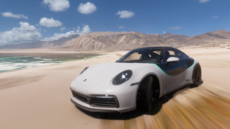 White Sports Car — Dynamic, Afternoon, 3d Render, Beach