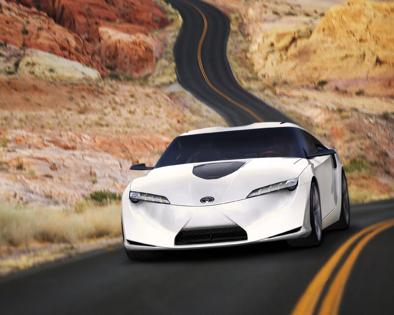 White Sports Car — Dynamic, Afternoon, 3d Render, Road, Desert