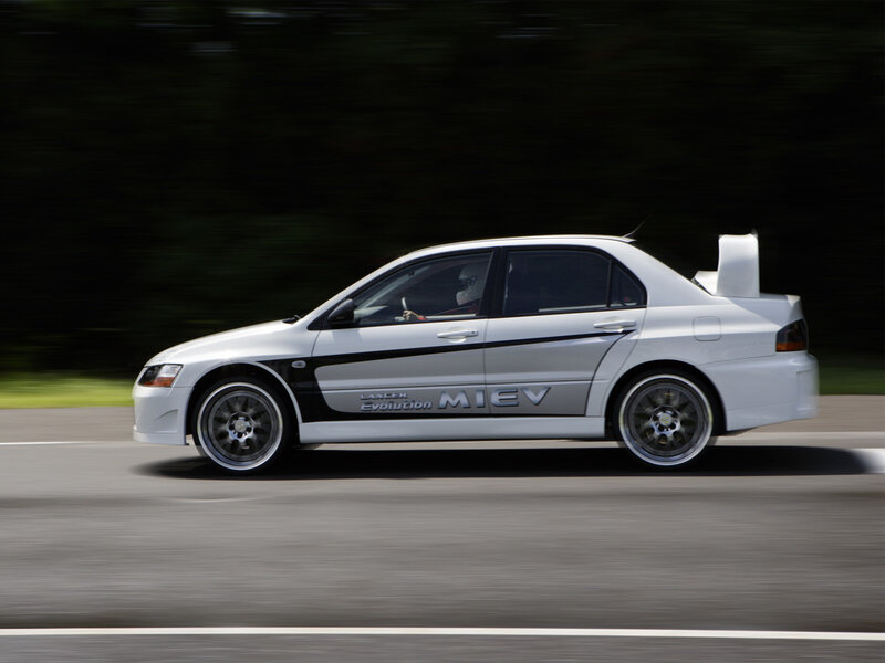 White Sports Car — Dynamic, Afternoon, Photograph, Driver, Road, Trees, Black, Gray, Lancer Evolution Miev