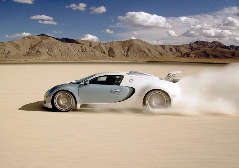 White Sports Car — Dynamic, Afternoon, Photograph, Dust, Mountains, Sky