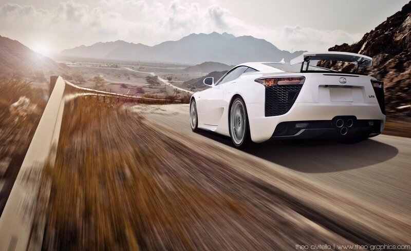 White Sports Car — Dynamic, Afternoon, Photograph, Mountains, Road