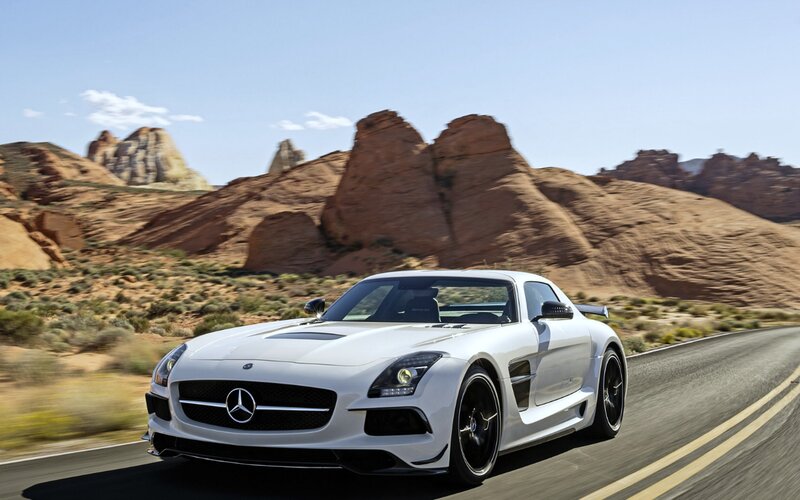 White Sports Car — Dynamic, Afternoon, Photograph, Road, Rock Formations, Desert