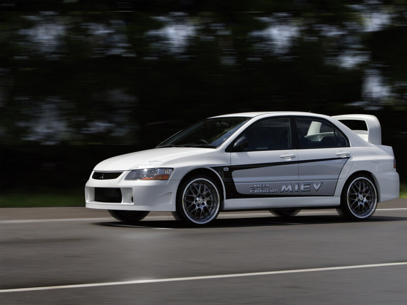 White Sports Car — Dynamic, Afternoon, Photograph, Road, Trees, Black, Lancer Evolution Miev