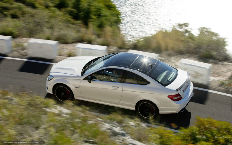 White Sports Car — Dynamic, Afternoon, Photograph, Road, Trees, Water