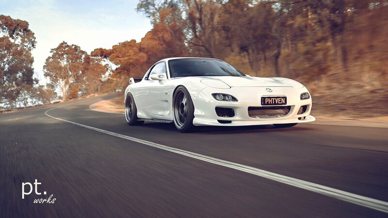 White Sports Car — Dynamic, Autumn, Photograph, Road, Trees, License Plate