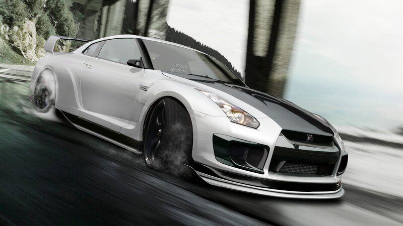 White Sports Car — Dynamic, Digital Art, Road