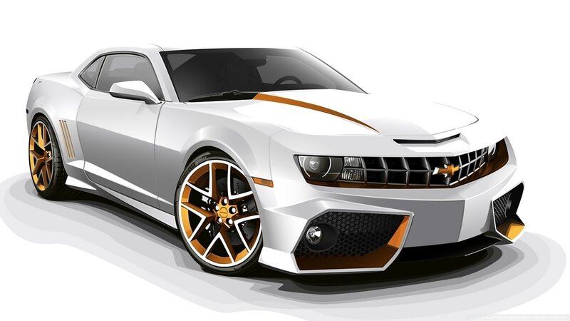 White Sports Car — Dynamic, Digital Art, Stripes