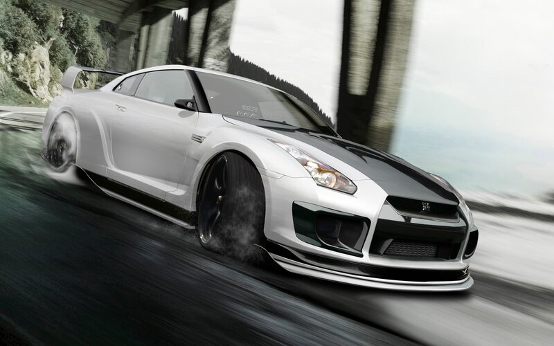 White Sports Car — Dynamic, Digital Art, Tunnel