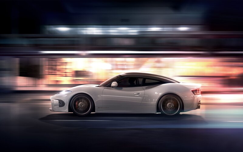 White Sports Car — Dynamic, Night, Photograph