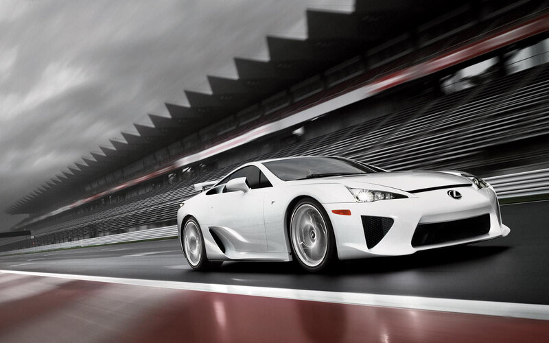 White Sports Car — Dynamic, Photograph, Race Track, Stadium Seating
