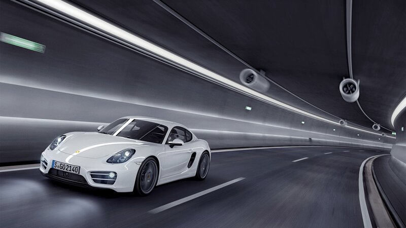 White Sports Car — Dynamic, Photograph, Tunnel, Road, Lights, Gray