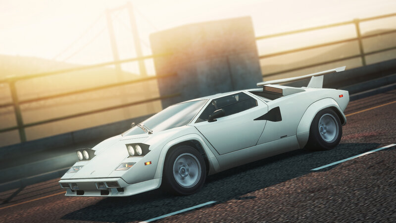 White Sports Car — Dynamic, Sunset, 3d Render, Bridge