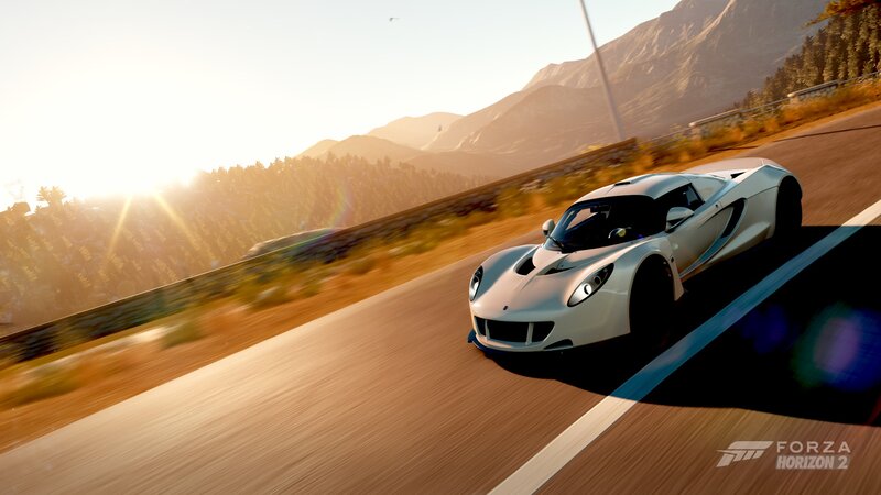 White Sports Car — Dynamic, Sunset, 3d Render, Mountains