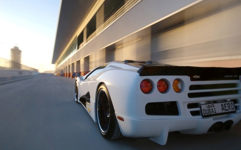 White Sports Car — Dynamic, Sunset, 3d Render, Race Track