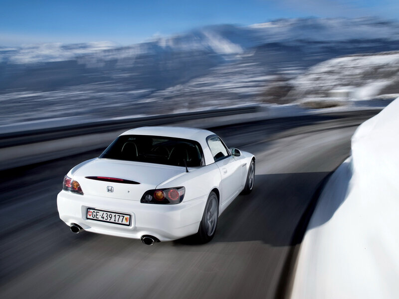 White Sports Car — Dynamic, Winter, Photograph, Snowy Mountains