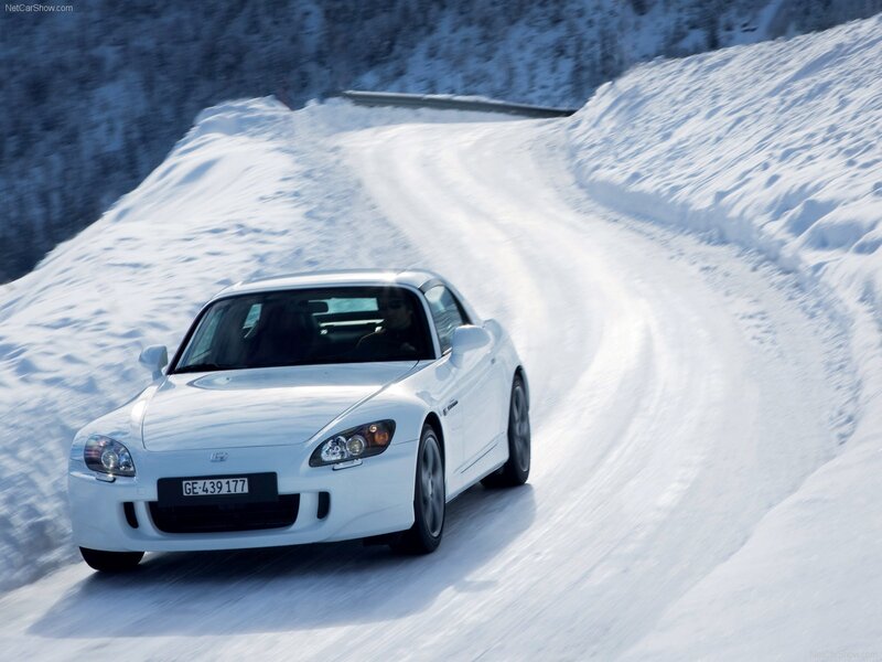 White Sports Car — Dynamic, Winter, Photograph, Snowy Road