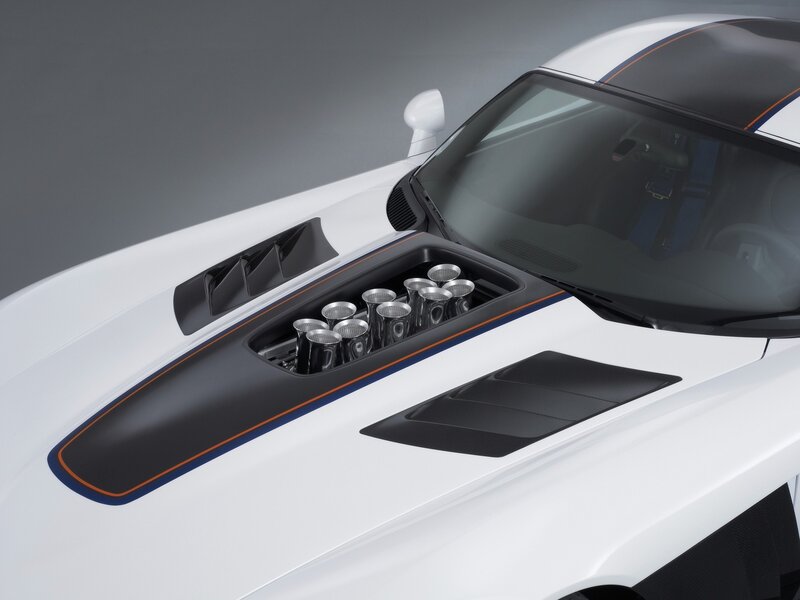 white sports car engine