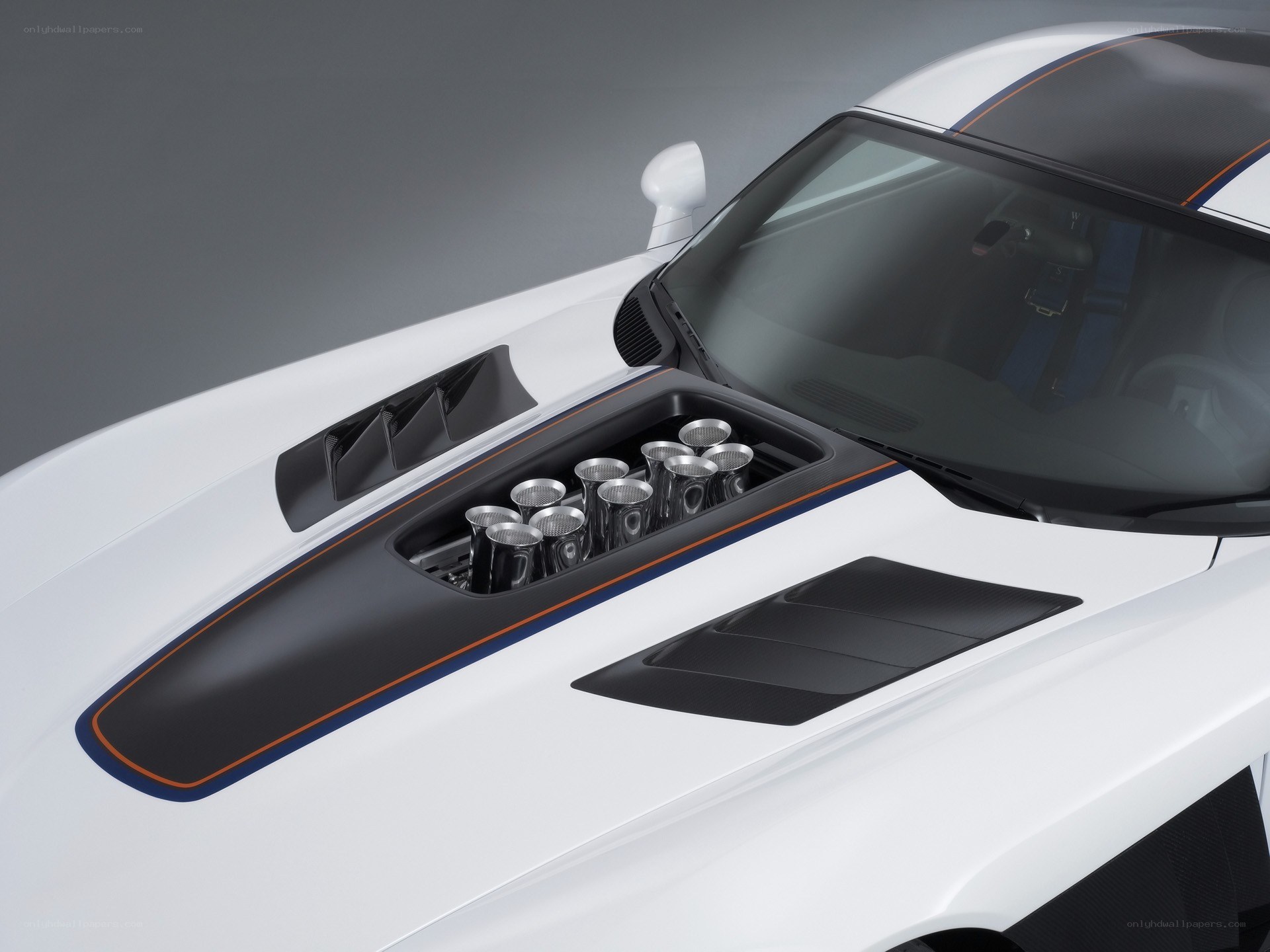 white sports car engine