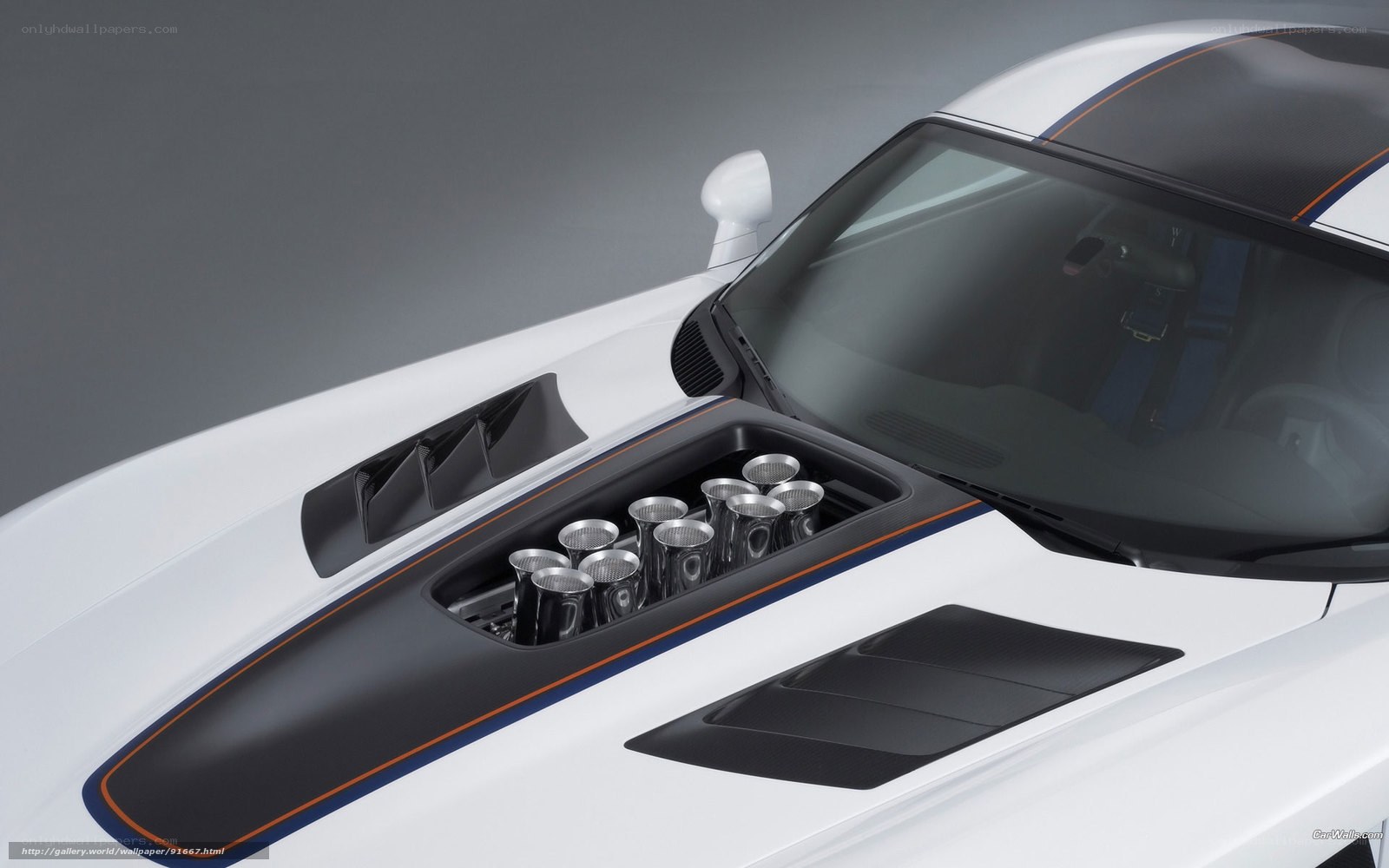 white sports car engine