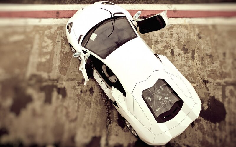 white sports car from above