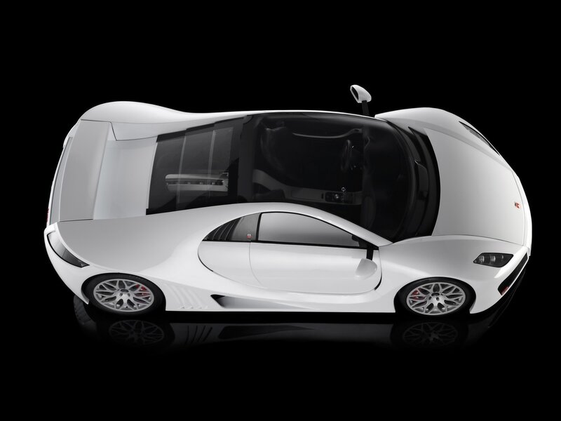 white sports car from above