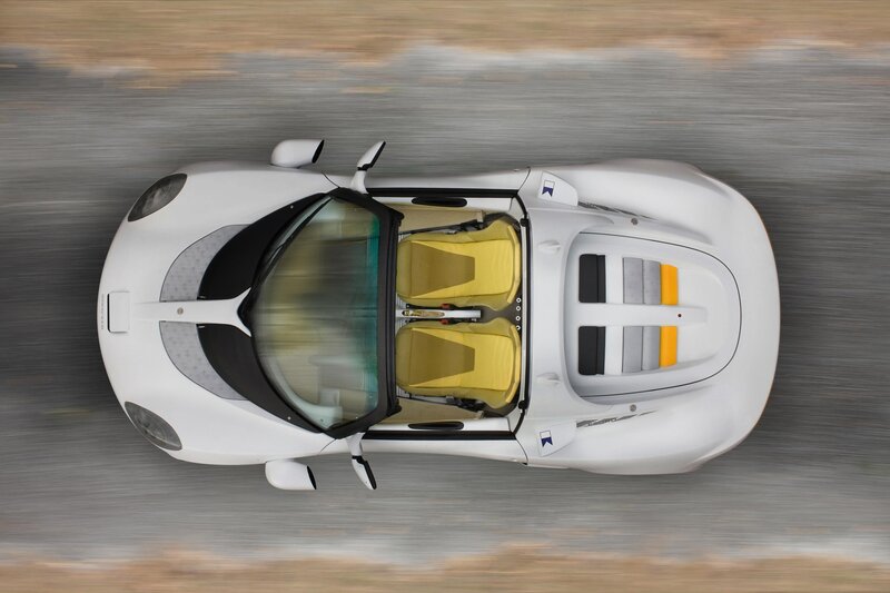 white sports car from above