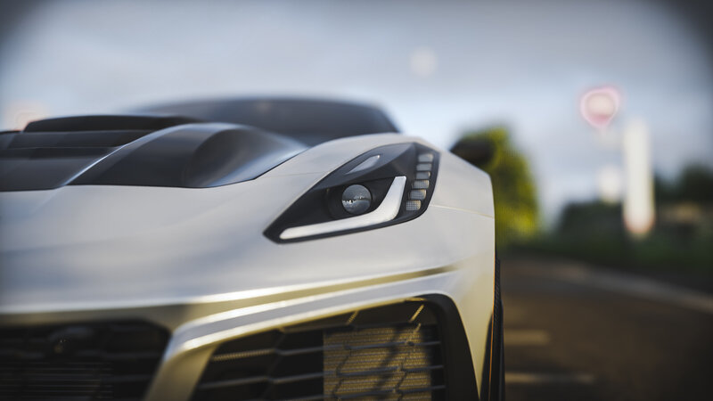 White Sports Car Front — Calm