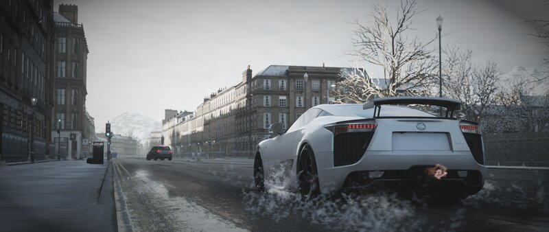 White Sports Car — Gray, Cold