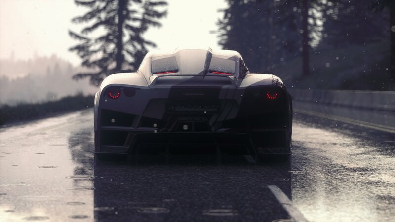 White Sports Car — Gray, Dramatic, 3d Render, Road