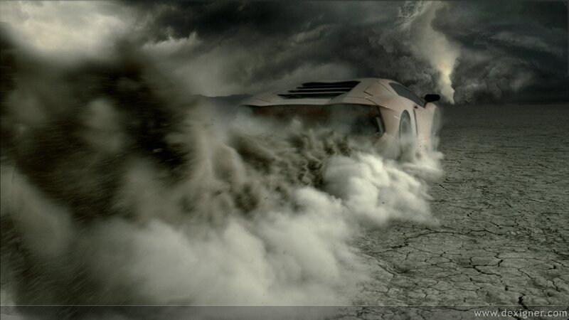 White Sports Car — Gray, Dramatic, 3d Render