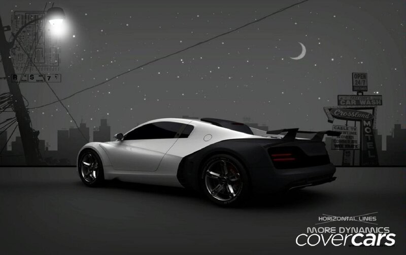 White Sports Car — Gray, Dramatic