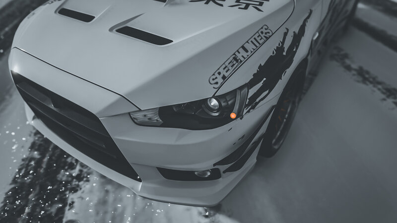 White Sports Car — Gray, Dramatic, Winter, Photograph