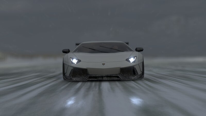 White Sports Car — Gray, Dramatic, Winter