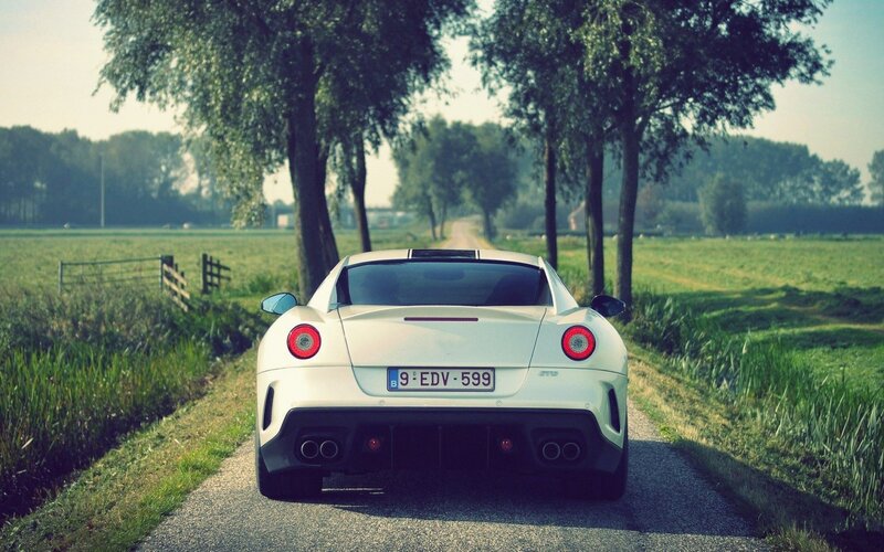 White Sports Car — Green