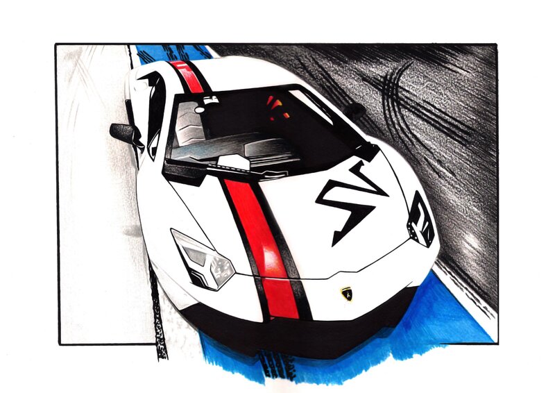 white sports car illustration